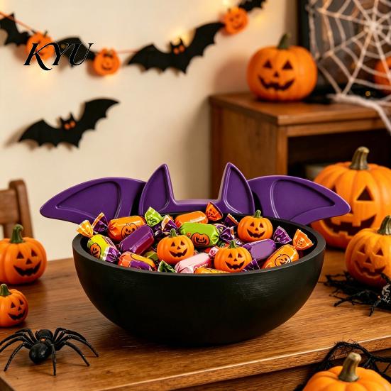 Bat Wing Candy Dish Halloween Bowl, Black Shaped Ceramic Dish, Large Resin Serving Tray Snack Holder for Snacks And Treats, Tabletop Display
