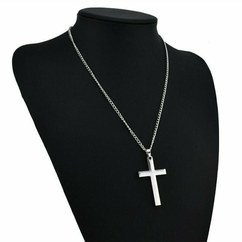 

Stainless Steel Cross Pendant Necklace For Women Men Link Chain Charm Necklace Cool Boys Girls Punk Hip Hop Jewelry Gift 45cm