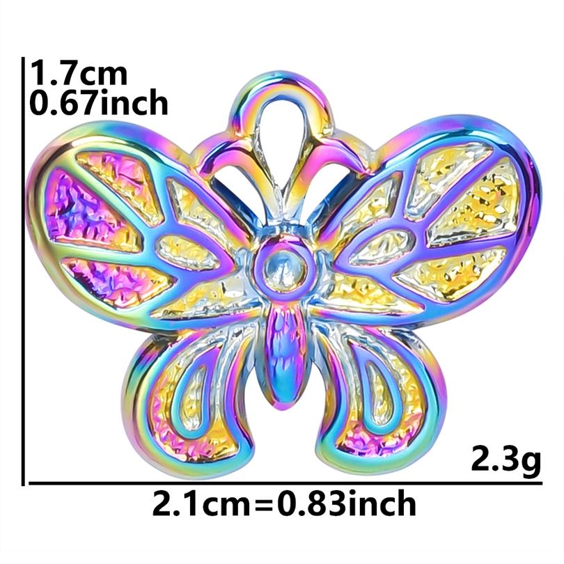Fashion Rainbow Color Stainless Steel Butterfly Charms For Jewelry Making Supplies Animal Pendant Charm Bee Wolf Insect Findings