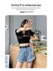 Summer 2024 Women's High-Waisted Retro Wide-Leg Denim Shorts with Rolled Hem