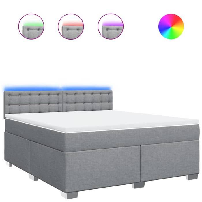 VidaXL Slat Bed Base with Mattress Light Grey 180x200cm Fabric 3288281