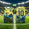 Camisa do Brasil Bandeira Estampada Jersey Masculino Feminino Gráfico de Jesus Estampa 3D Camiseta de Futebol Secagem Rápida Seleção Brasileira Camisa 2026 Top