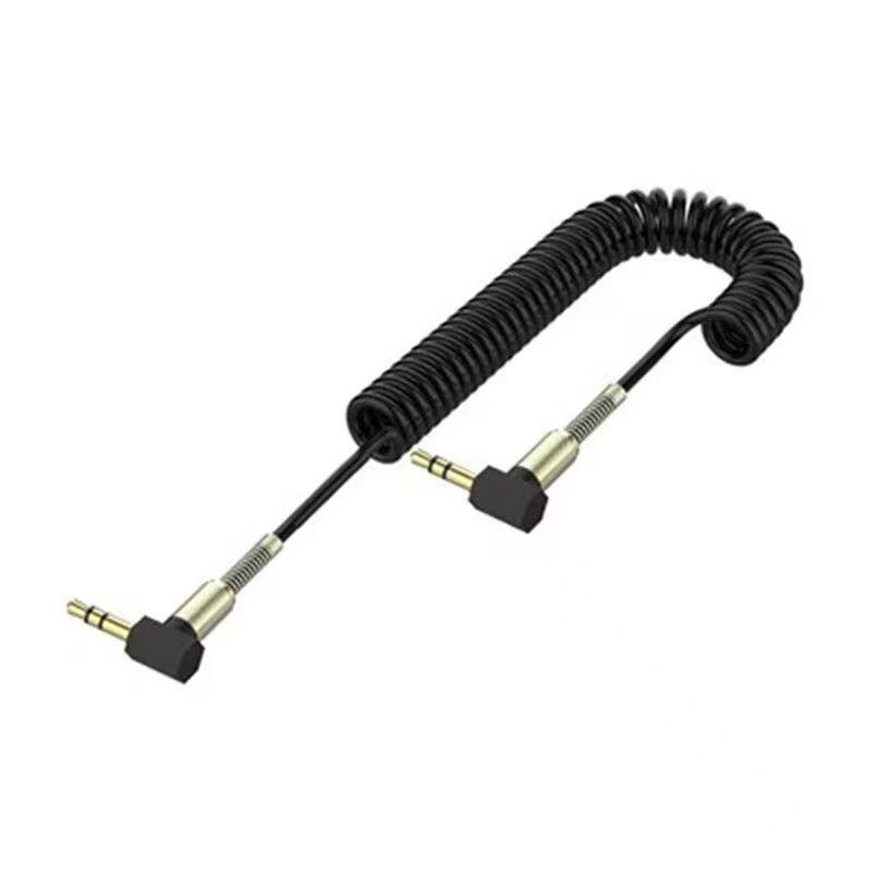 1,5m Einziehbares 3,5mm Klinke auf Klinke AUX Feder Audio-Kabel mit Winkel zu Geradem Stecker Design für Autoanschluss
