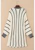 Autumn 2025 V-neck Knit Pullover: European-American Style, Hip-Length Striped Sweater for Women