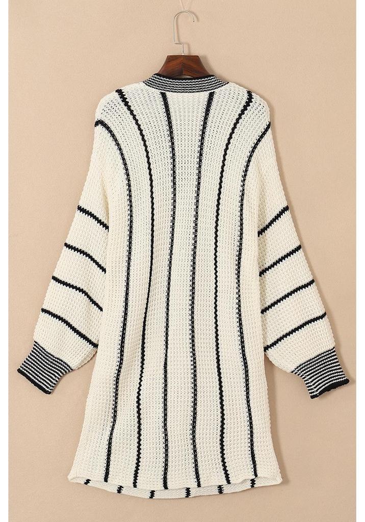 Autumn 2025 V-neck Knit Pullover: European-American Style, Hip-Length Striped Sweater for Women