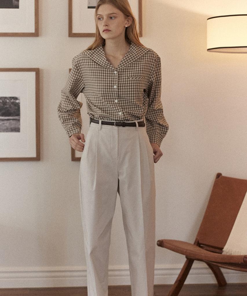 NONLOCAL Comfort Two-Tuck Pants - Cream Beige