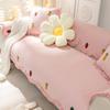 Korean Pastoral Sofa Cushion Pure Cotton Pink All-season Non-slip Winter Sofa Cover with Cloth Towel
