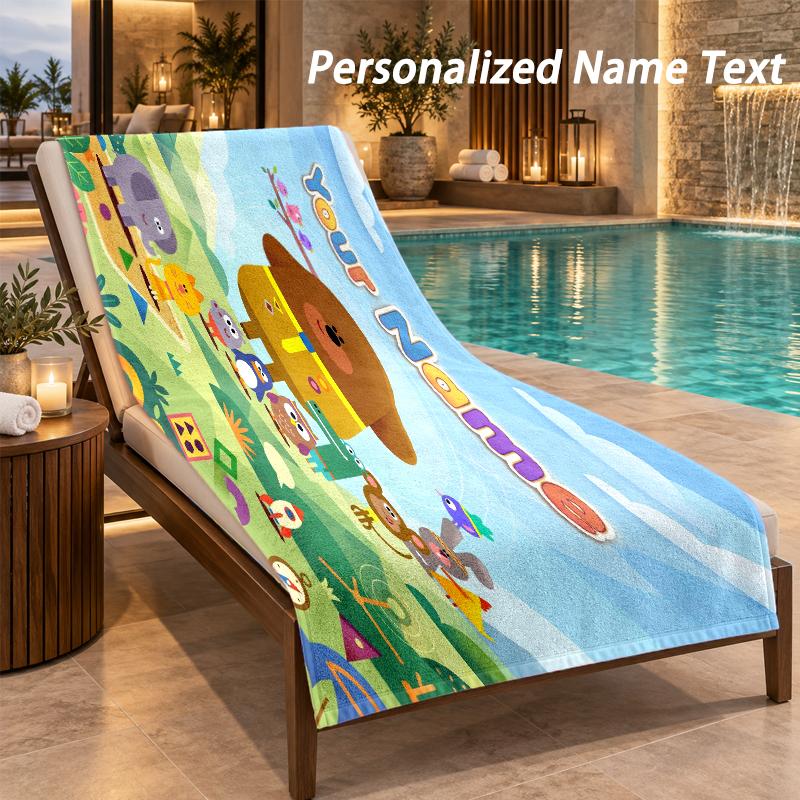 Hey Duggee Custom Name Beach Towel Large Soft Towel for Indoor Bathroom Outdoor Beach