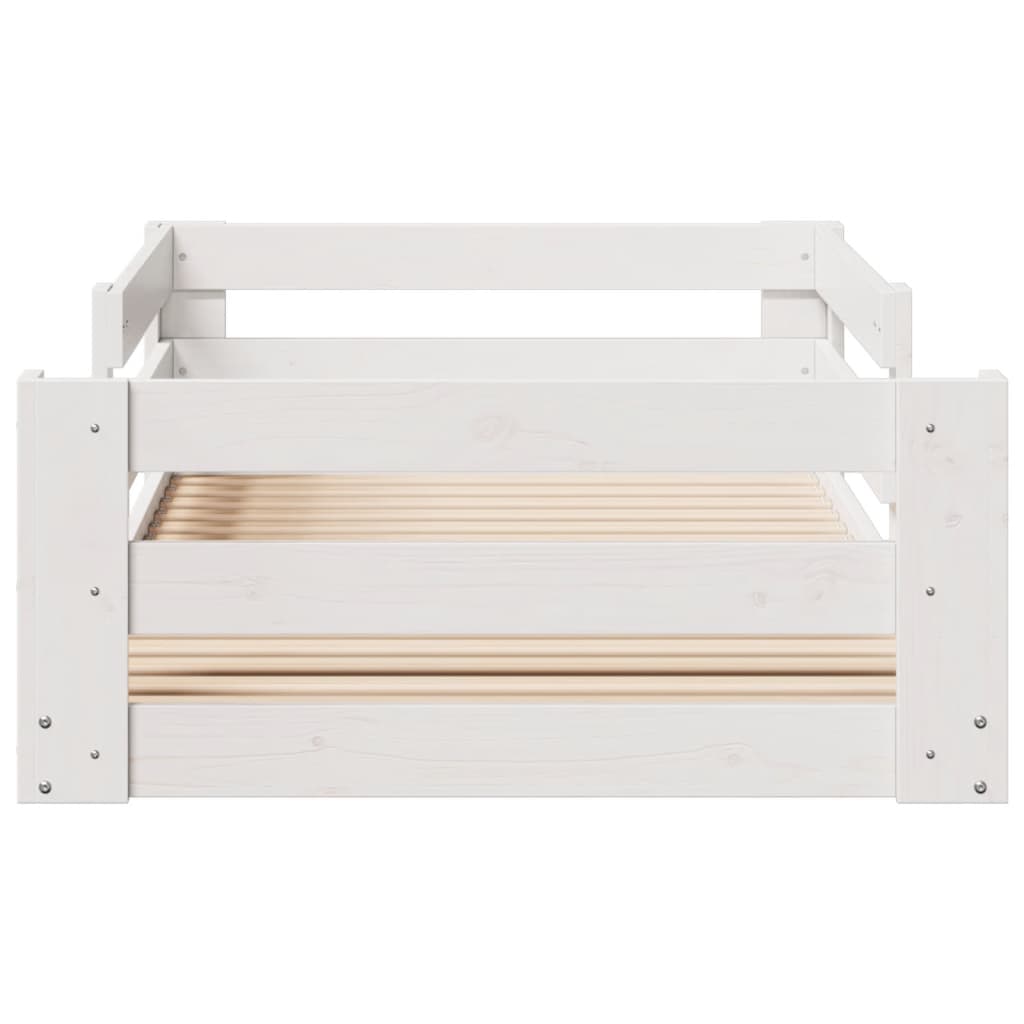 Solid Wood Bed Frame without Mattress White 75x190 cm Pine Wood