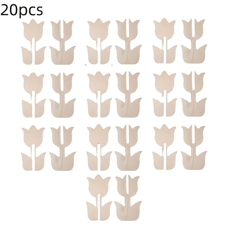 20pcs Wooden Tulip Shapes, Ideal for DIY Crafts, 3D Paintable Floral Decorations, Light Beige Natural Wood, Perfect for Spring Home Decor