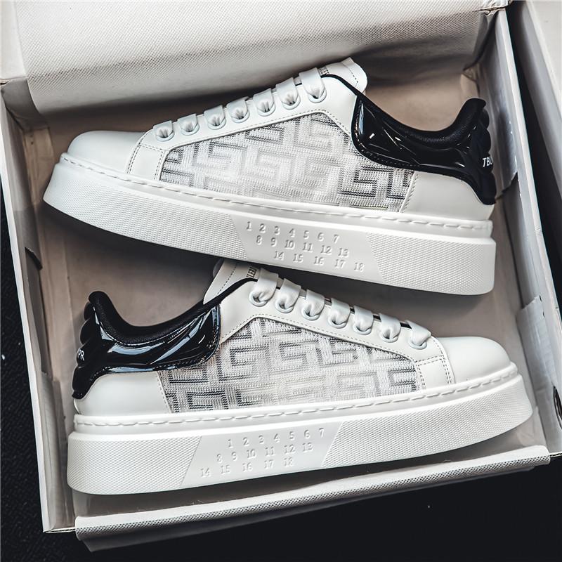 

Niche men s shoes summer breathable mesh thick-soled sports board shoes boys design trendy brand low-top casual little white shoes 44