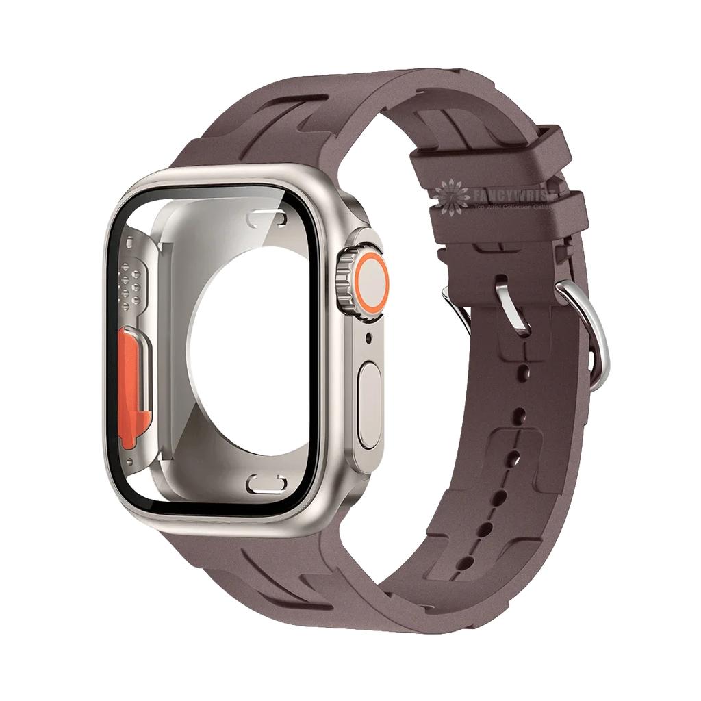 Original Silicone Band &Change To Ultra Case For Apple Watch 9 8 7 6 SE 5 4 Strap For iWatch Series 44mm 45mm 42mm 41mm Bracelet