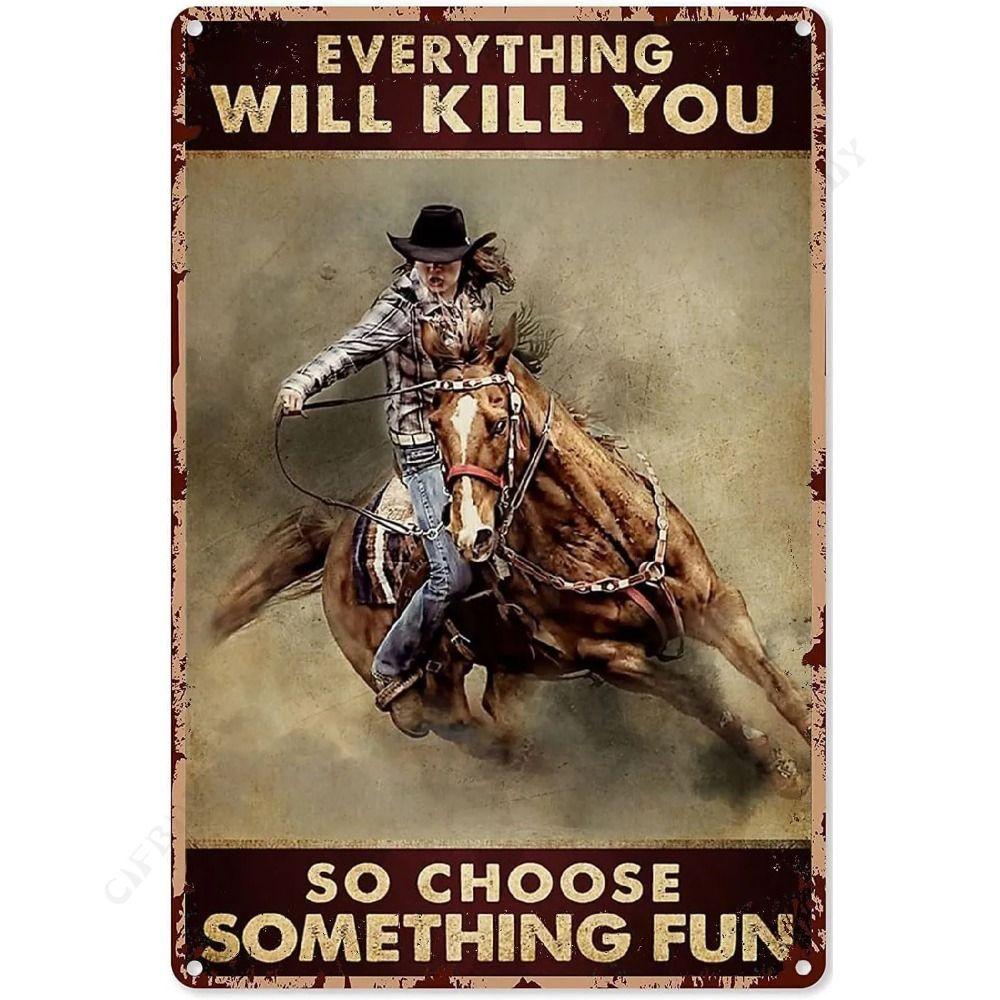 Wild West Cowboy Retro Metalen Blikbord Wanddecoratie 20x30cm