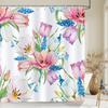 Bathroom Flowers Shower Curtain Watercolor Plant Floral Art Polyester Fabric Shower Curtain 180 * 180Cm With 12 Hooks