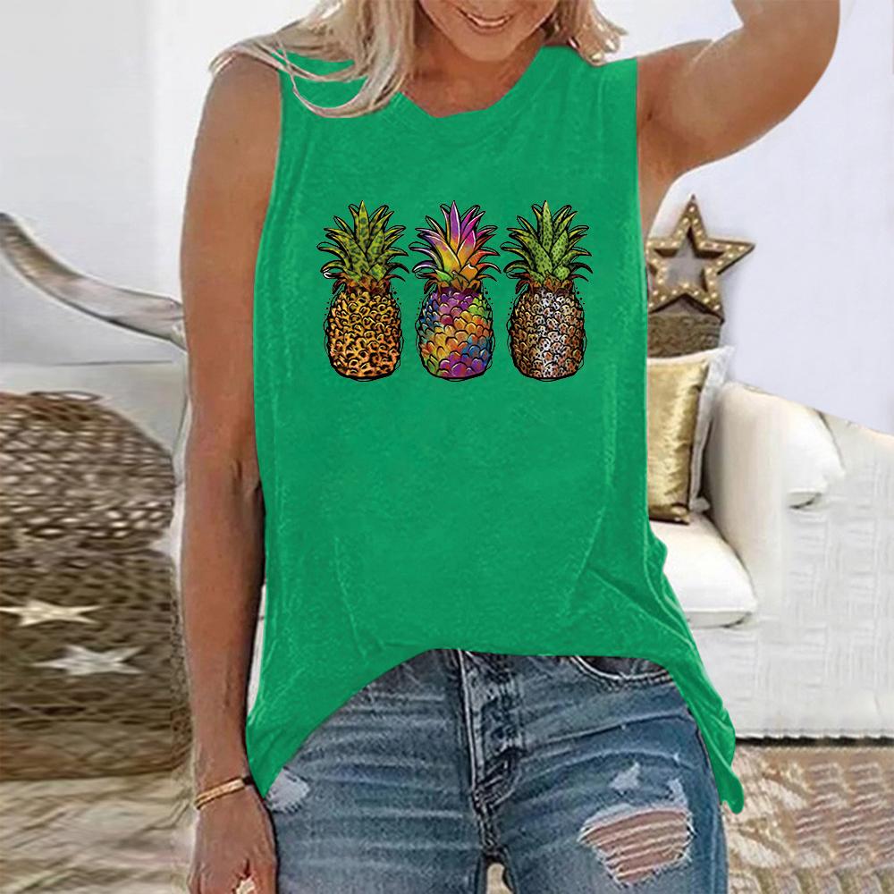 Summer Pineapple 3D Printed Tank Tops Women's Casual Streetwear Fashion Sleeveless O-Neck Vest Camisole Y2k Girl Woman Clothing