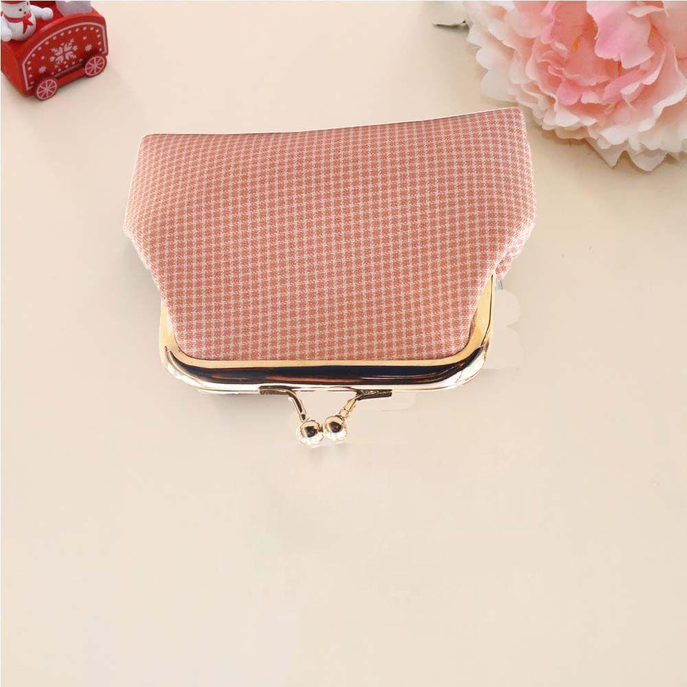 Cotton Handbag Girls Handmade  Pouch Retro Wallet Plaid Coin Purse Card Holder Buckle Small Purse