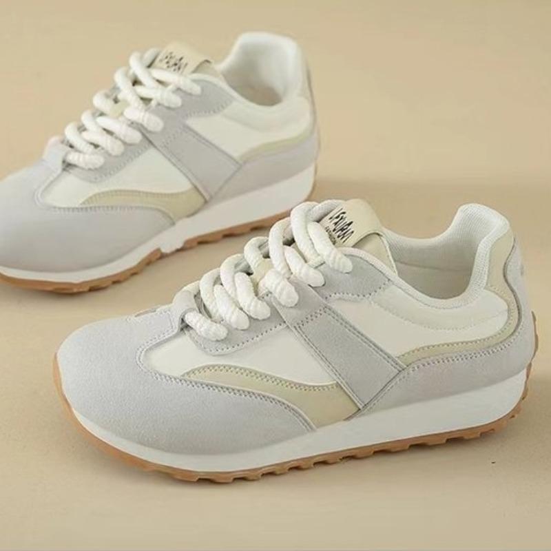 2024 High-quality Color-blocked Shallow-mouth Lace-up Flat-heeled Comfortable Spring and Autumn Women's Sports Shoes Sneaker