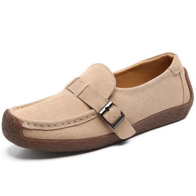 Damen Mutter Weiblich Dame Kuhveloursleder Echtes Leder Schuhe Ballerinas Slipper Schlupfschuhe Frühling Mokassins Übergröße 43 42