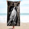 1PC Custom Name Raven Art Poster Beach Towel Highly Absorbent And Sand-Resistant Towel for Swimming, Pool, Yoga, And Travel Lightweight