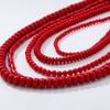 Handmade Red Beaded Layered Necklace Women Boho Chic Statement Jewelry With Geometric Design 81cm Length