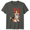 Puppy Dog Reindeer Antlers Christmas Lights Holidays Unisexs Unisexs Graphic Tee