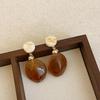 Exquisite Maelard Brown Resin Stud Earrings for Women: High-End, Fashionable, and Versatile Autumn/Winter Ear Accessories