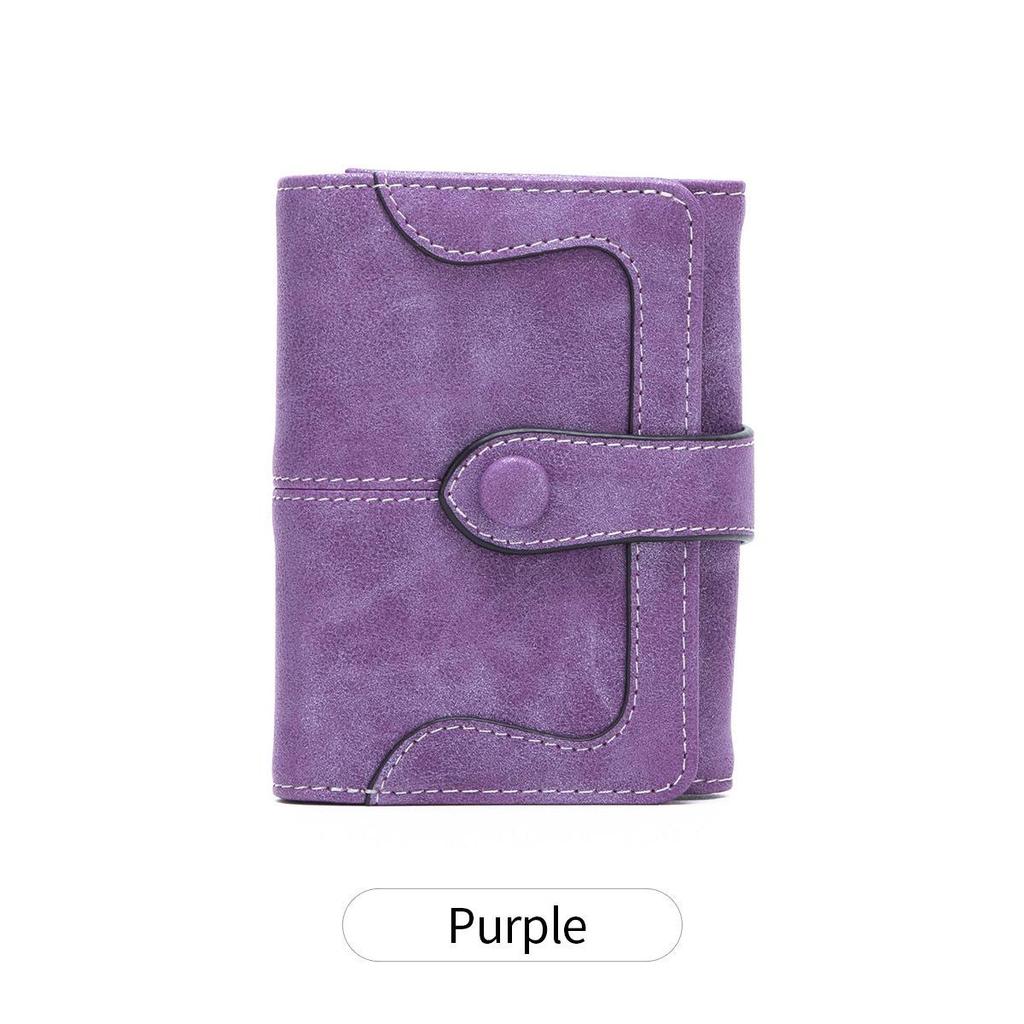 2025 Women's Retro Frosted Two-Fold Short Wallet, Multifunctional Simple Fashion Clutch.