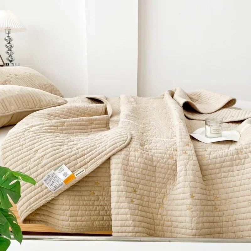 Cotton Bedspread Quilt Set 1PC/3PCS Solid Color Quilted Bedspread On The Bed Queen Size Summer Coverlet Comforter