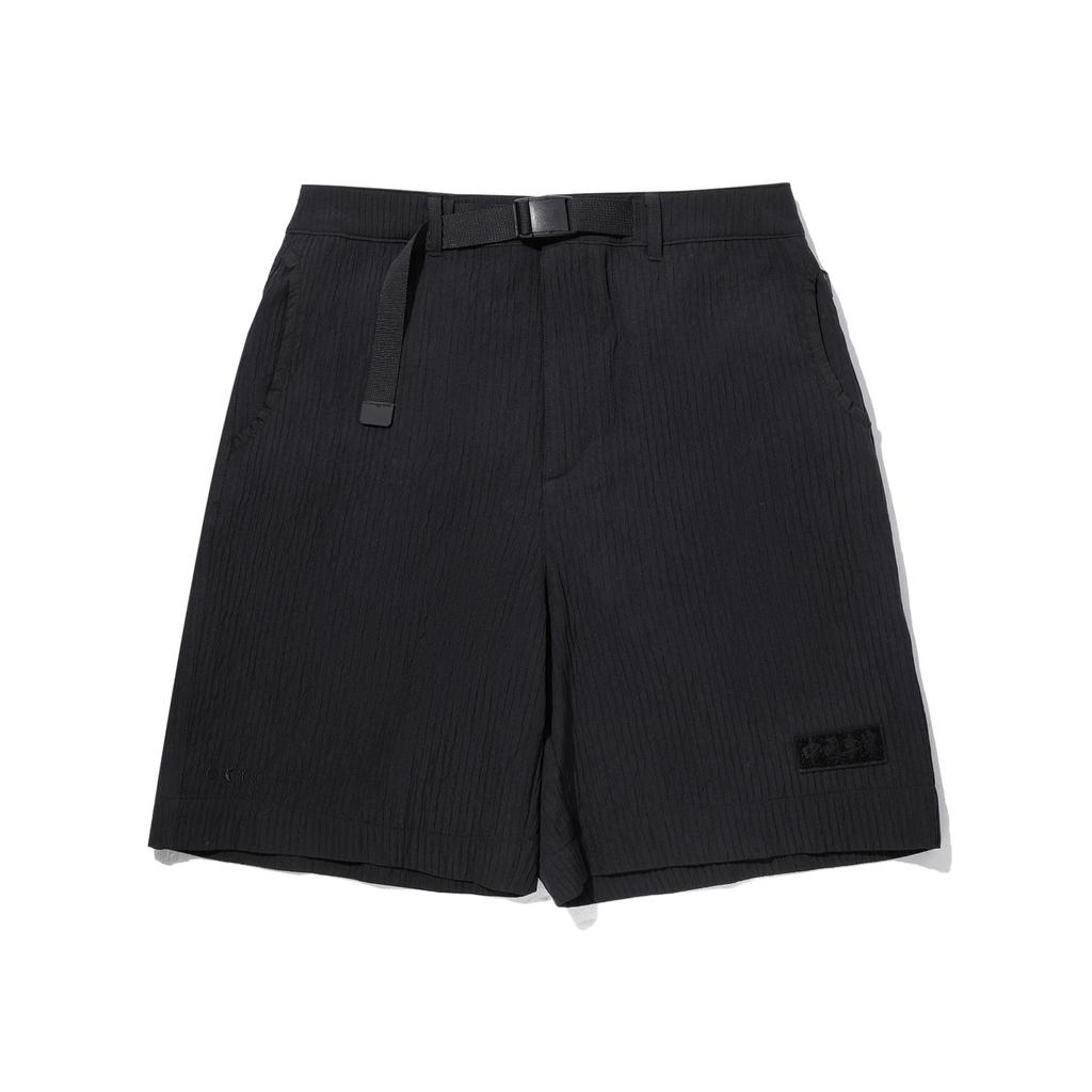 Li Ning Plain Mid-Rise Breathable Versatile Loose Straight Casual Shorts Men Shorts Black AKSV609-3
