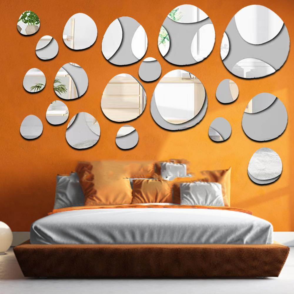 Modern 3D Acrylic Mirror Wall Stickers Egg Cobblestone Geometric Pattern DIY Art Wall Decal for Home Bedroom TV Background Decor
