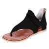 Women Summer Solid Clip-Toe Shoes Zipper Lady Casual Beach Flats Comfy Sandals