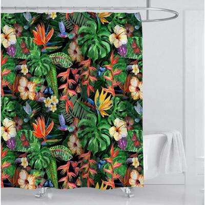 Floral Watercolor Flower Shower Curtain Sets with Hooks Waterproof Colorful Art Print Polyester Bathroom Decoration