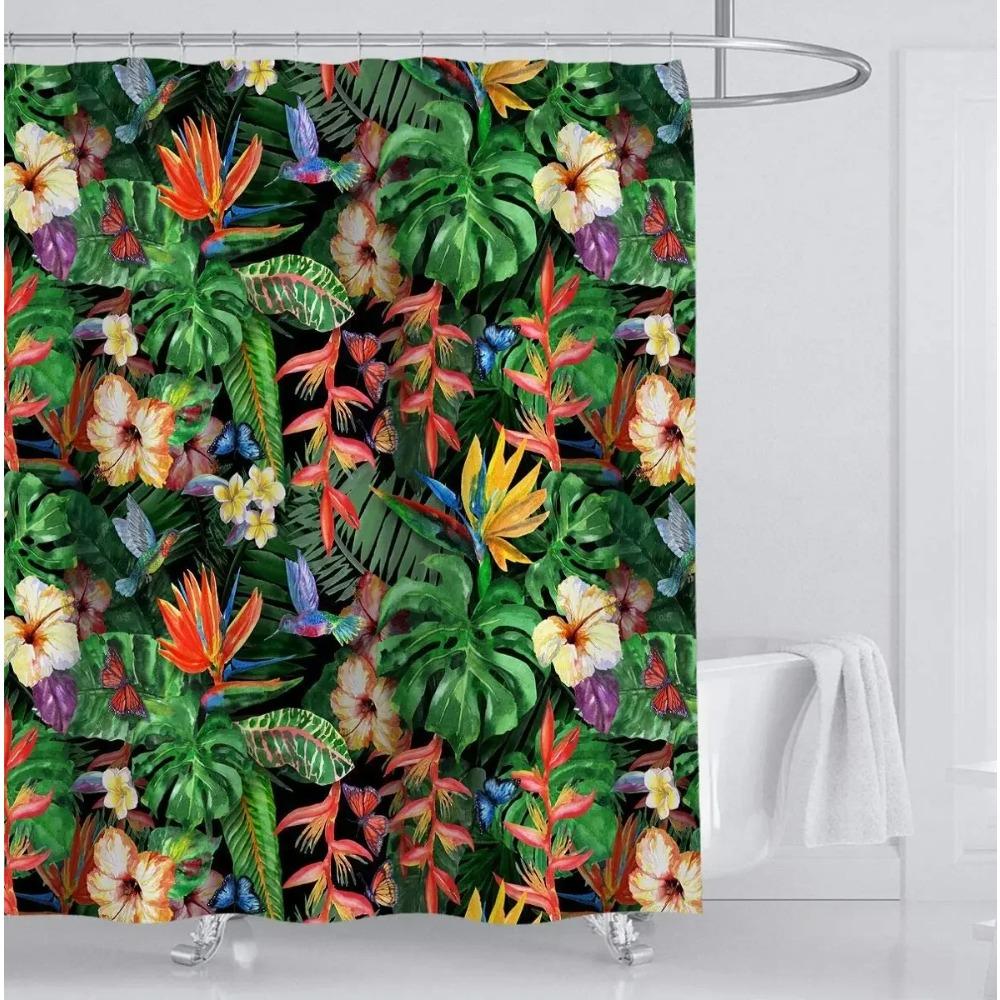 

Floral Watercolor Flower Shower Curtain Sets with Hooks Waterproof Colorful Art Print Polyester Bathroom Decoration 90X180 cm