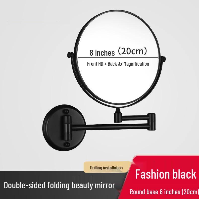 Wall-Mounted Folding Lighted Makeup Mirror for Bathroom or Dormitory