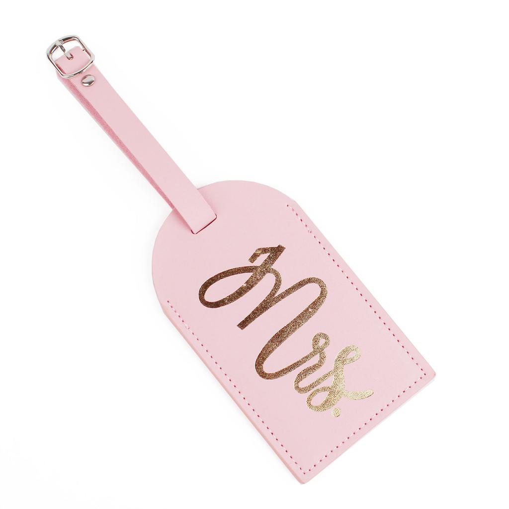 PU Leather Mr Mrs Pattern Luggage Tag Honeymoon Wedding Bridal Gift Cute Suitcase Tags for Women Men Travel Accessories