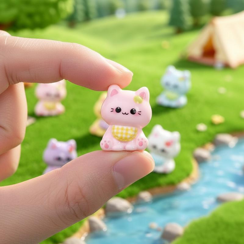 6Pcs Figurines Miniature Cute Cat Micro Landscape Crafts Ornaments For Home Decorations Animal Car Decor Room Accessories