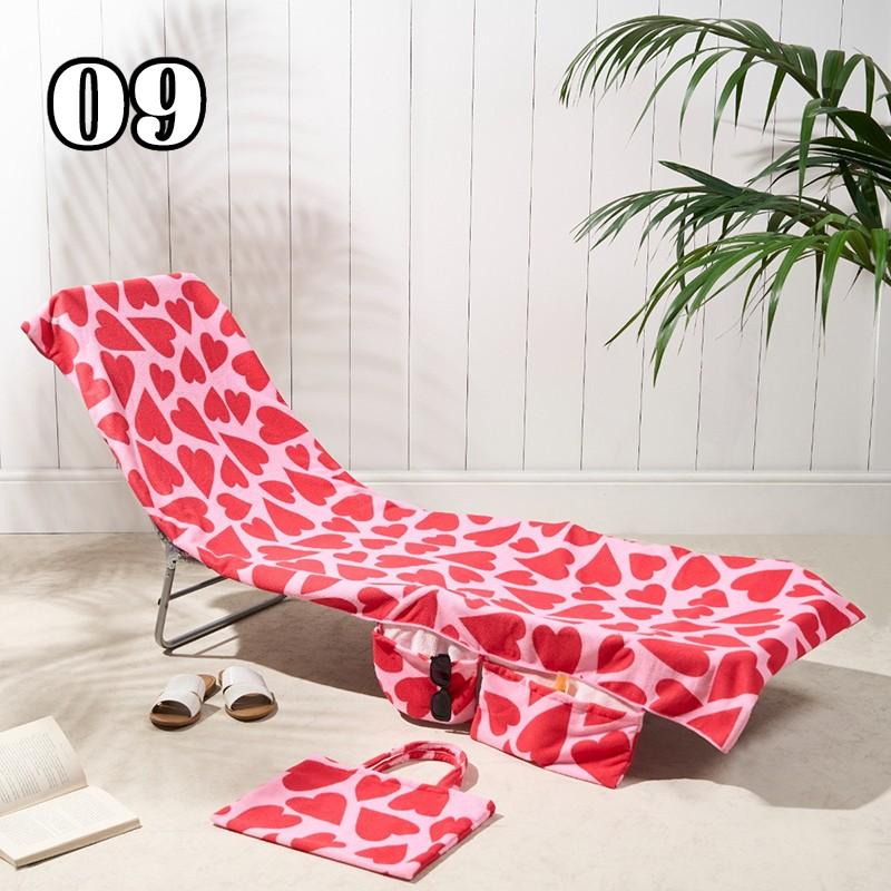 1PC Microfiber Beach Chair Cover Lounge Towel Cover Quick-drying Beach Towel Outdoor Towel with Pocket For Pool Hotel Garden