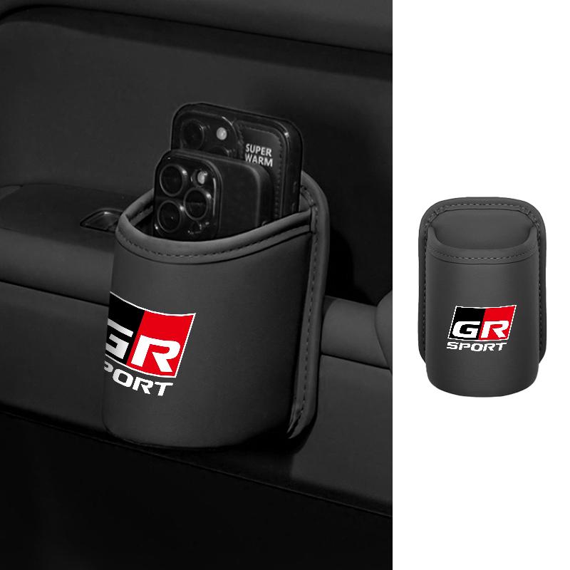Car Door Cup Holder Leather Drink Storage Seat Organizer For Toyota GR Sport Corolla Yaris Camry Prius RAV4 CHR Key Accessories