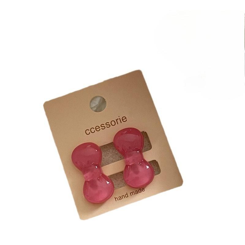 Mini and Cute Colorful Plastic Bow Hair Clips  Playful and Girlish Side Bangs Clips  Duckbill Clips