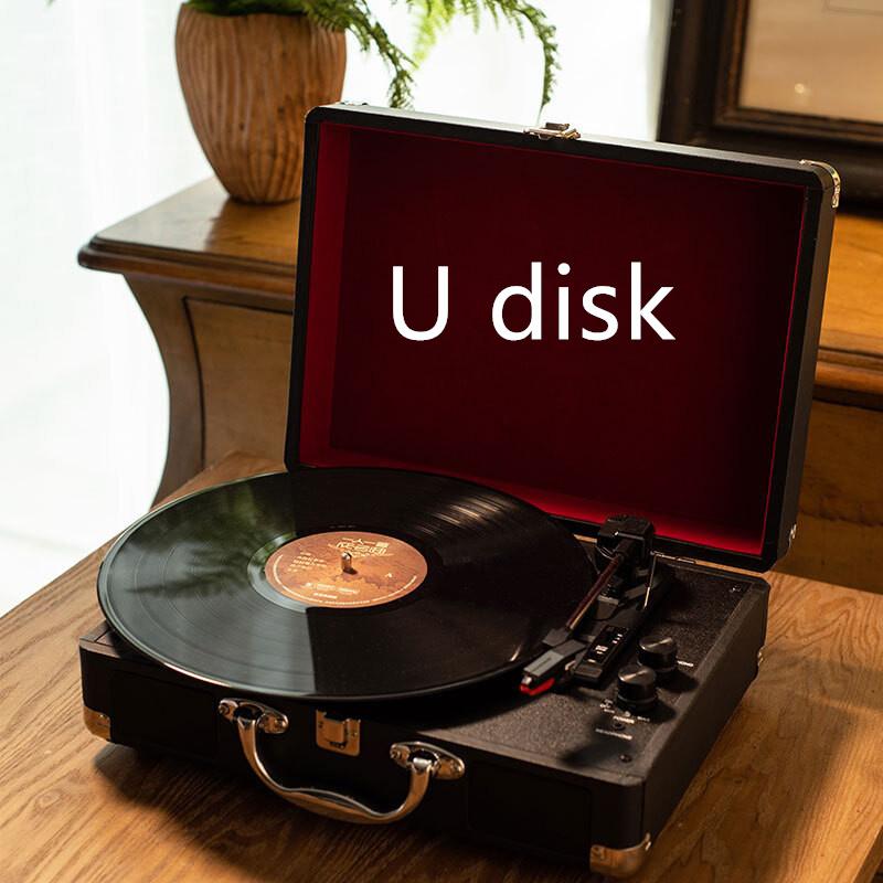 Neuer Schallplattenspieler mit Drehteller Retro Handheld Phonograph Tragbarer USB Bluetooth Lautsprecher 350*255*120mm