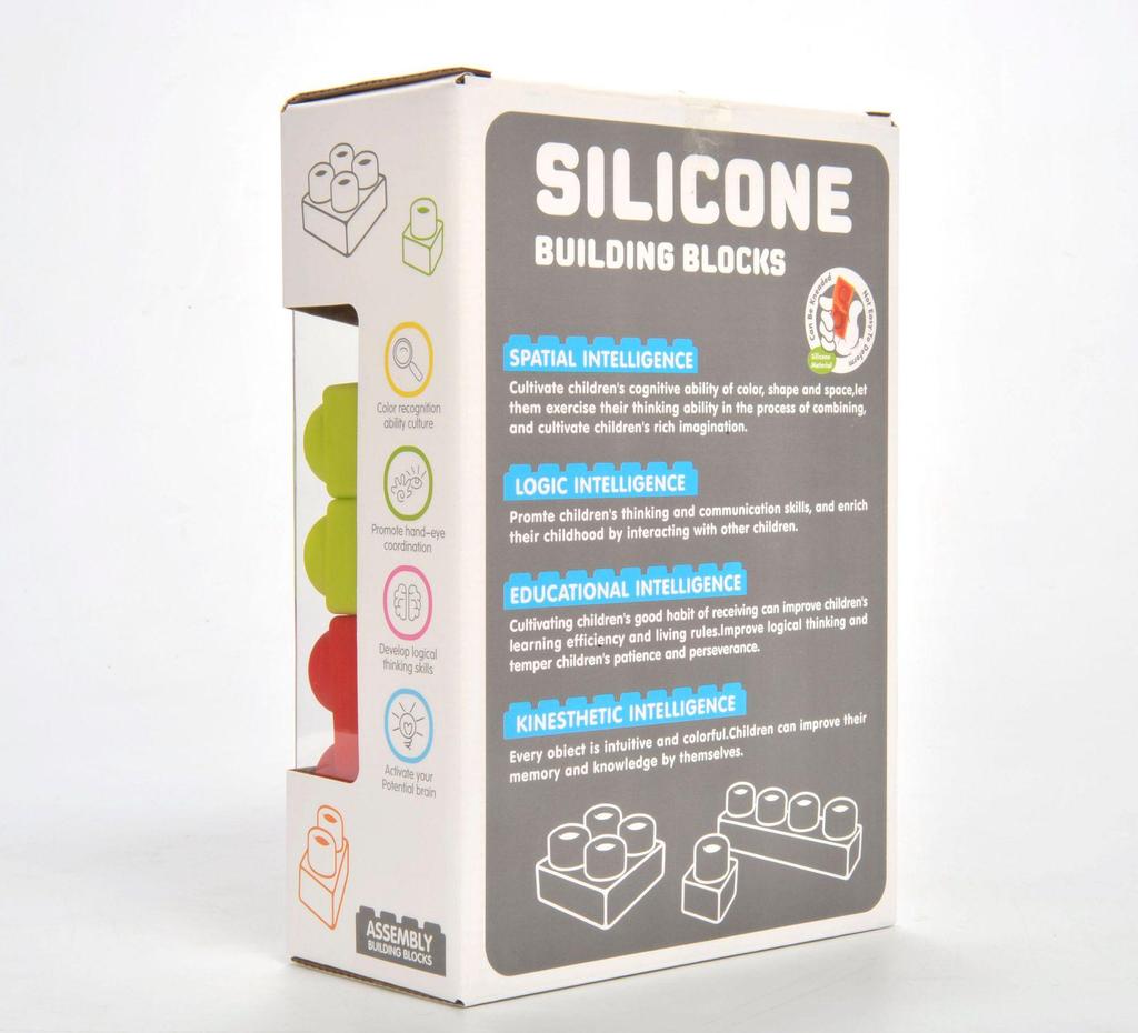 Silicone Teething Building Blocks for Babies - Chewable, Large Pieces, Early Education Toy for 6+ Months