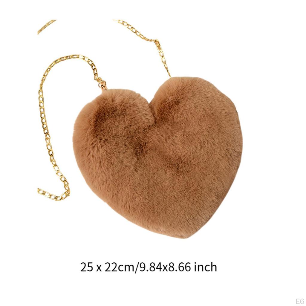 Brašna ve tvaru srdce Crossbody taška z umělé kožešiny pro cestování, na rande, párty, denní nošení