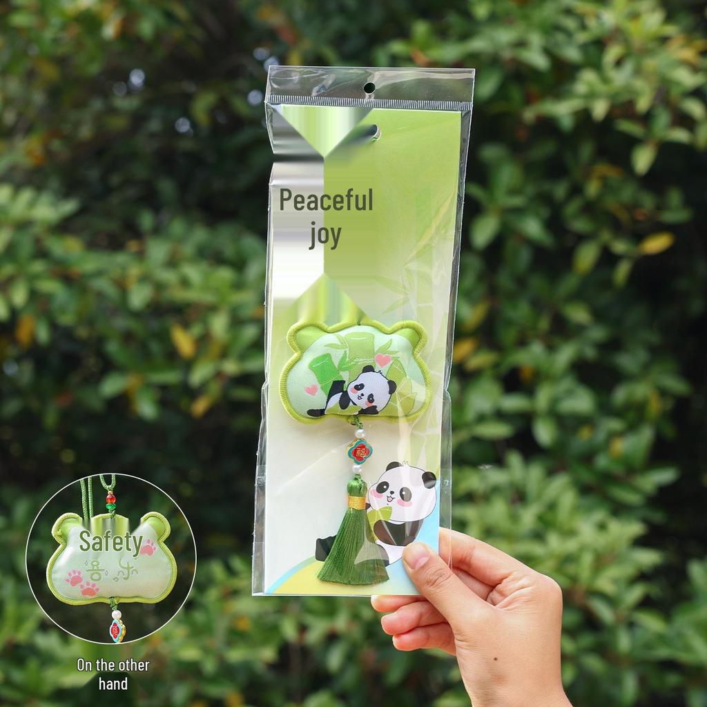 Panda Double-Sided Sachet Ornament - Dragon Boat Festival Embroidered Lucky Bag for Car or Hanfu.