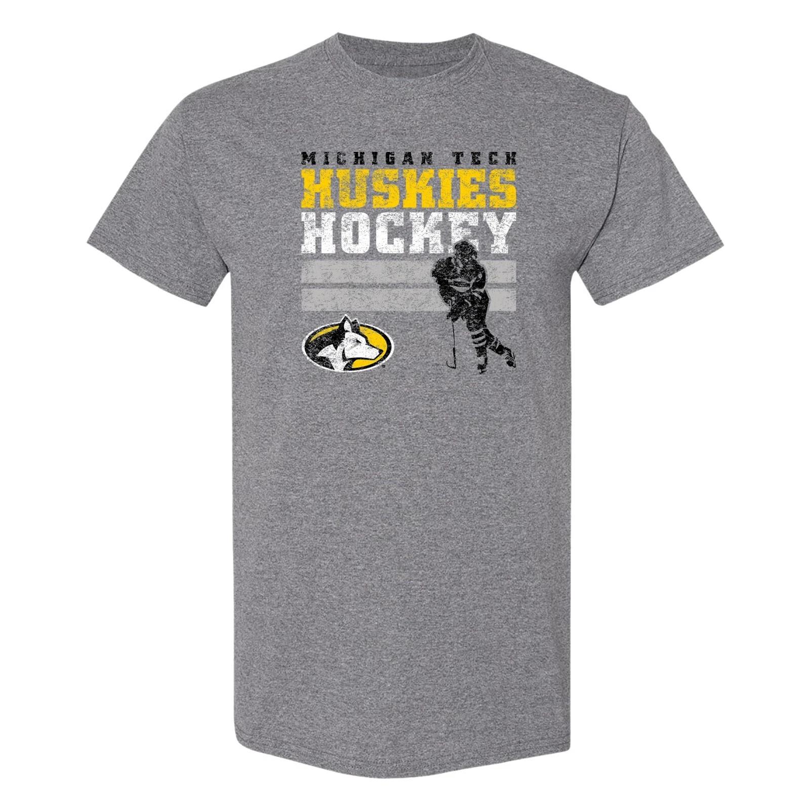 Michigan Tech Retro Ice Hockey T-Shirt - Graphite Heather M
