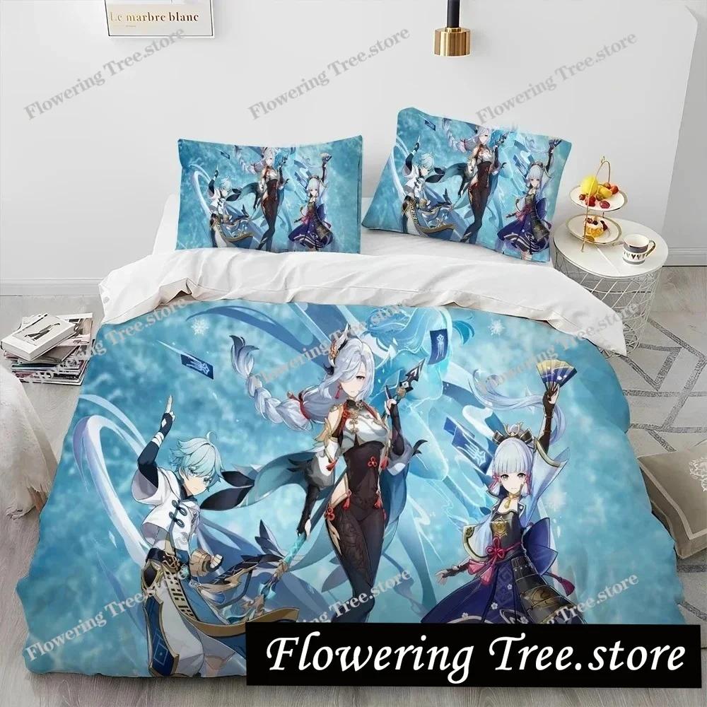 Anime Genshin Impact Game Bedding Set Duvet Cover Bed Set Quilt Cover Pillowcase Comforter king Queen Size Boys Adult Bedding
