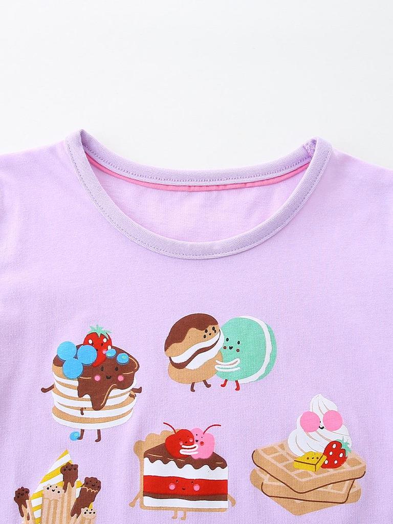 European & American Style Girls' Short-Sleeve Cotton T-shirt: Summer Print Round Neck Top