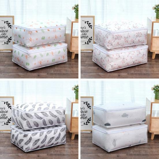Quilt Storage Holder Printing Pattern Space-saving PEVA Quilt Clothes Blanket Storage Bag for Closet