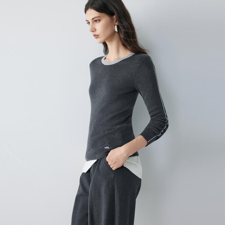 ELLE Color Block Simple Design Comfortable Casual Pullover Sweater Women sweater EM51685
