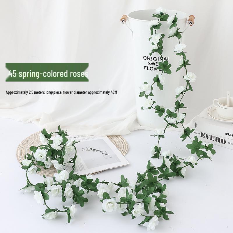Künstliche Kirschblütenranke - Seidenblume mit 45 Rosenknospen zur Decken- oder Wandhängedekoration