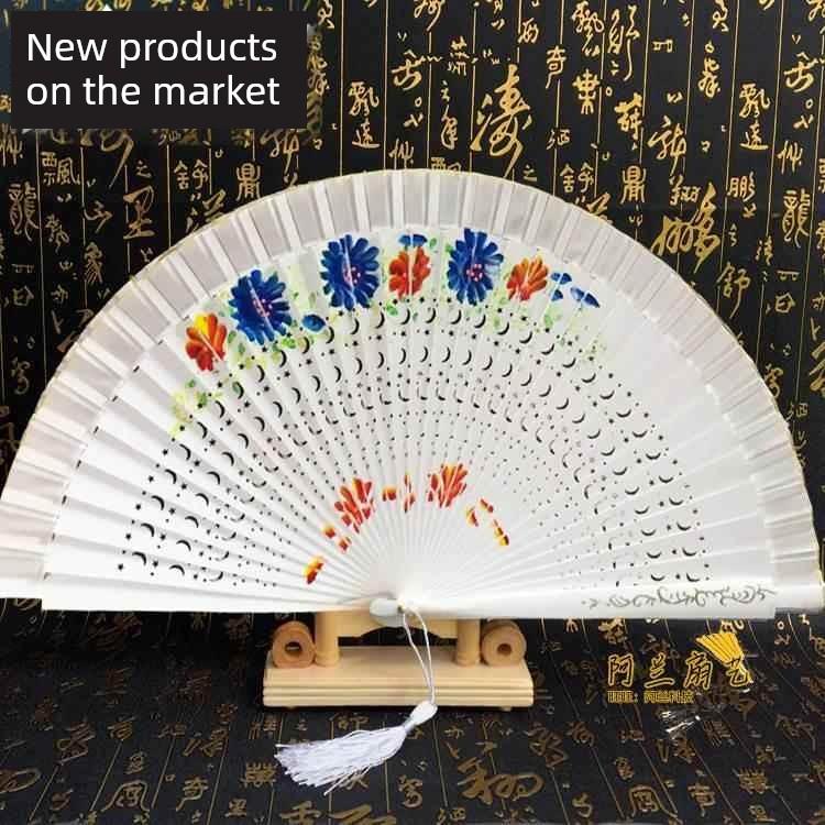 Double-Sided Easy-Open Folding Fan, Group Performance Fan, Retro Fan for Show, Dancing, Bright Red Model Dance Fan, Chinese Style
